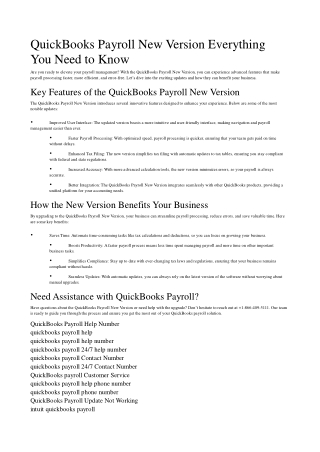 QuickBooks Payroll New Version Everything You Need to Know