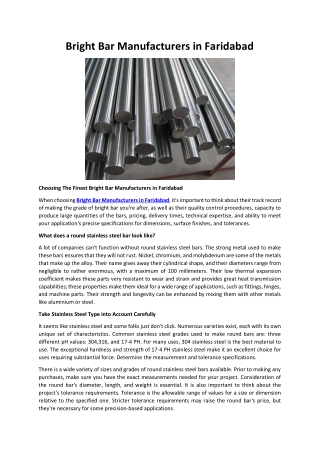 Bright Bar Manufacturers in Faridabad