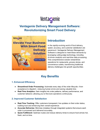 Ventagenie Delivery Management Software- Revolutionizing Smart Food Delivery