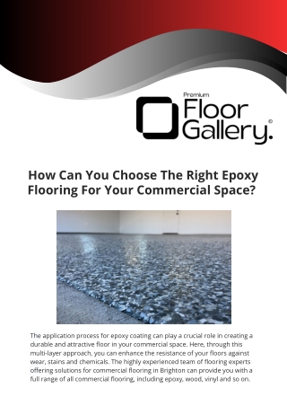 How Can You Choose The Right Epoxy Flooring For Your Commercial Space