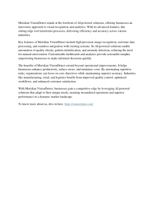 meridian visiondetect stands at the forefront