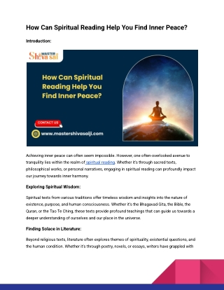 How Can Spiritual Reading Help You Find Inner Peace_
