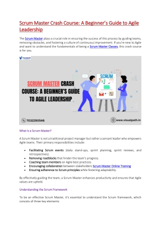scrum master crash course a beginner s guide