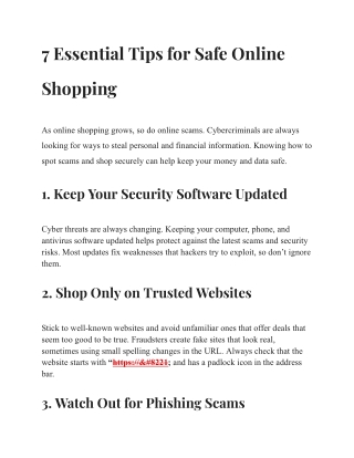 7 Essential Tips for Safe Online Shopping