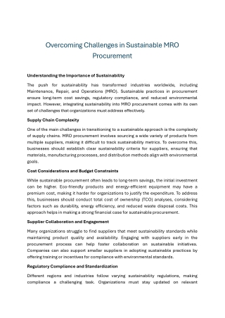 Overcoming Challenges in Sustainable MRO Procurement