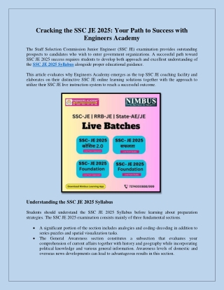 cracking the ssc je 2025 your path to success