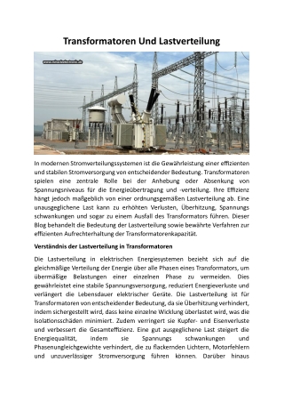 transformatoren und lastverteilung