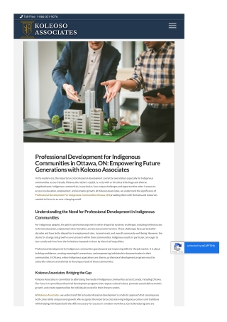 Professional Development for Indigenous Communities Ottawa
