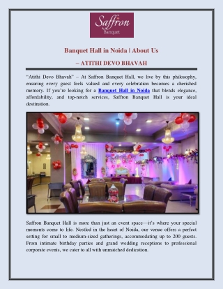 Banquet Hall in Noida | About Us  – ATITHI DEVO BHAVAH