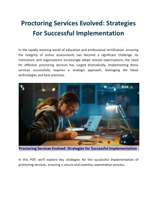 Proctoring Services Evolved: Strategies for Successful Implementation
