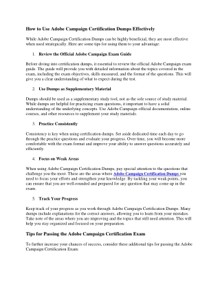 how to use adobe campaign certification dumps