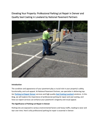 Premier Parking Lot Repair Denver - National Pavement Partners