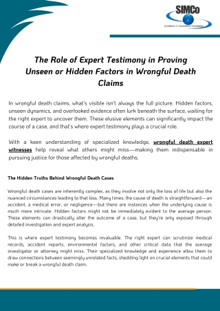 the role of expert testimony in proving unseen