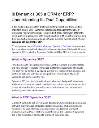 is dynamics 365 a crm or erp understanding