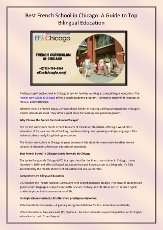 French Curriculum in Chicago