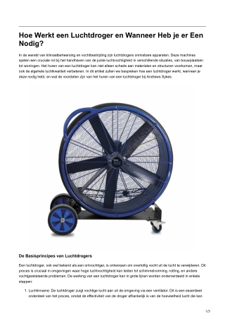 Hoe Werkt een Luchtdroger en Wanneer Heb je er Een Nodig