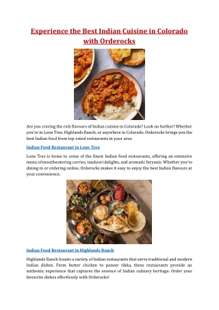 Experience the Best Indian Cuisine in Colorado with Orderocks