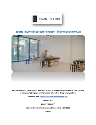Sports injury chiropractor Sydney | braintobody.com.au