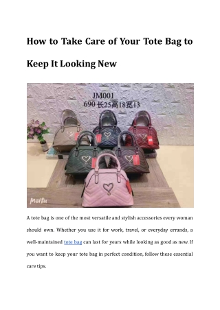 How to Take Care of Your Tote Bag to Keep It Looking New