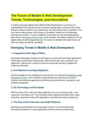 the future of mobile web development trends