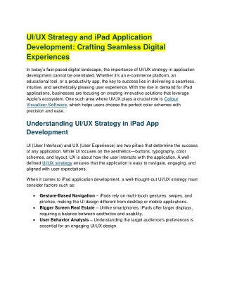 ui ux strategy and ipad application development