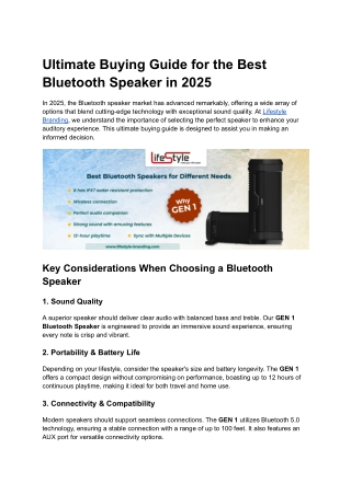 Ultimate Buying Guide for the Best Bluetooth Speaker in 2025-1