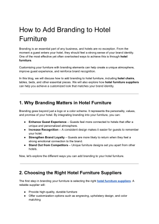 how to add branding to hotel furniture