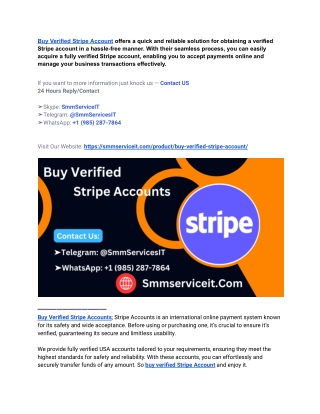 5 Trustable Platform To Buy Verified Stripe Account