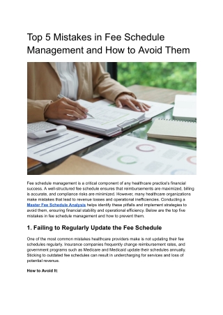 Top 5 Mistakes in Fee Schedule Management and How to Avoid Them