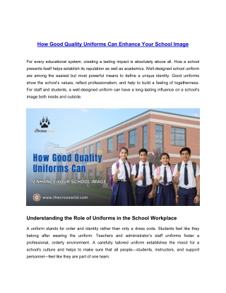 How Good Quality Uniforms Can Enhance Your School Image