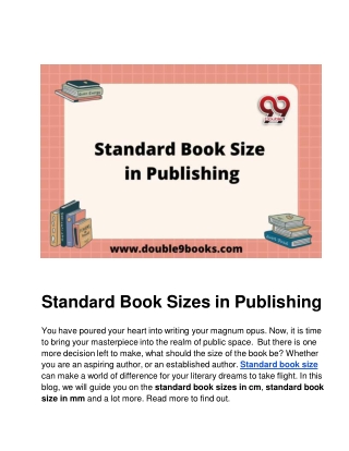 stand a rd book sizes in publishing