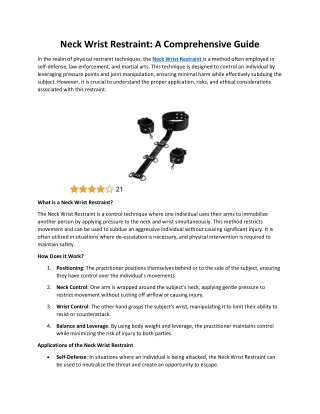 Neck Wrist Restraint: A Comprehensive Guide