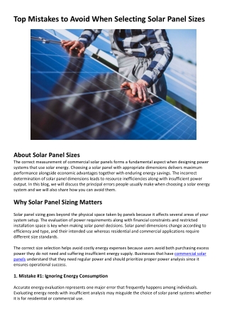 Top Mistakes to Avoid When Selecting Solar Panel Sizes