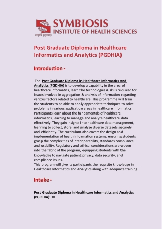 Health Informatics Courses in Pune, India