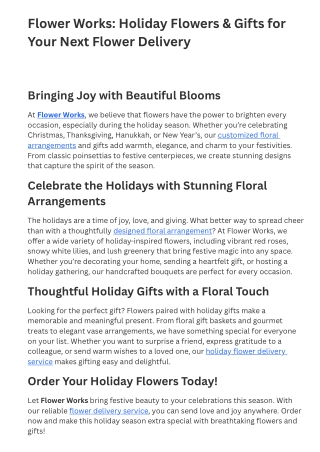 Flower Works Holiday Flowers & Gifts for Your Next Flower Delivery
