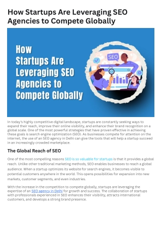 How Startups Are Leveraging SEO Agencies to Compete Globally