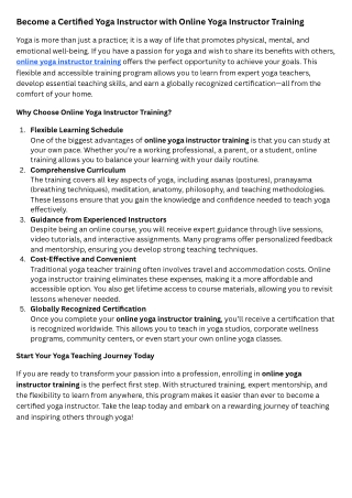 Online Yoga Instructor Training