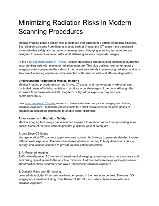 Minimizing Radiation Risks in Modern Scanning Procedures