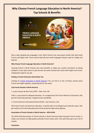French Language Education in North America