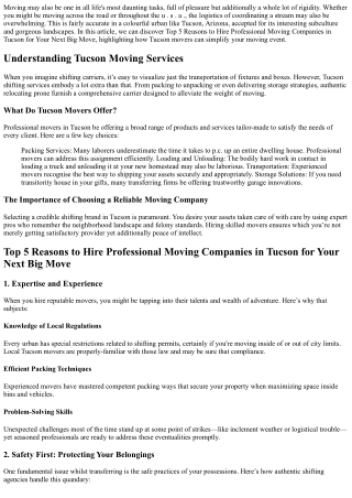Top 5 Reasons to Hire Professional Moving Companies in Tucson for Your Next Big