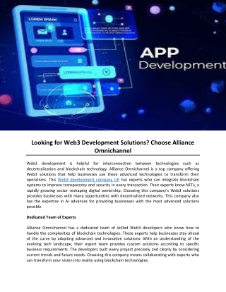 Looking for Web3 Development Solutions Choose Alliance Omnichannel