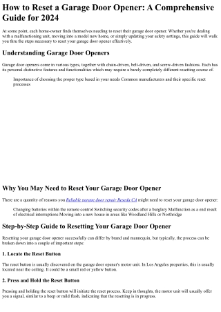 how to reset a garage door opener a comprehensive