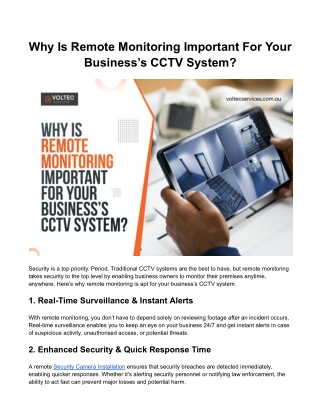 Why Is Remote Monitoring Important For Your Business’s CCTV System?