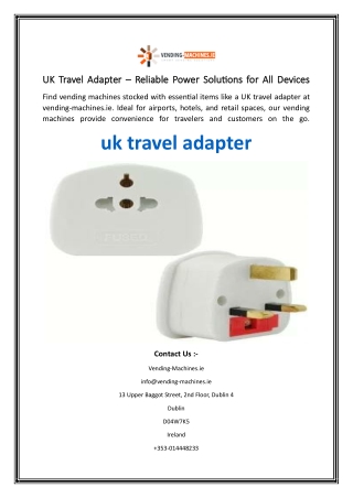UK Travel Adapter – Reliable Power Solutions for All Devices