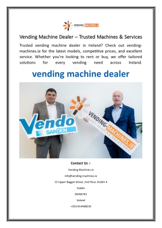 Vending Machine Dealer – Trusted Machines & Services