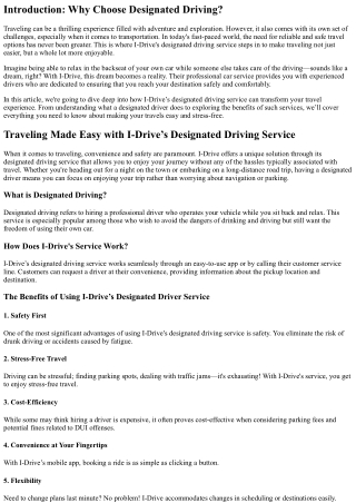 introduction why choose designated driving