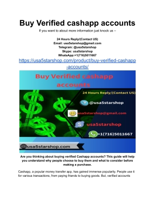 Top 151 Sites to Buy Verified Cash App Account– in This Year .docx