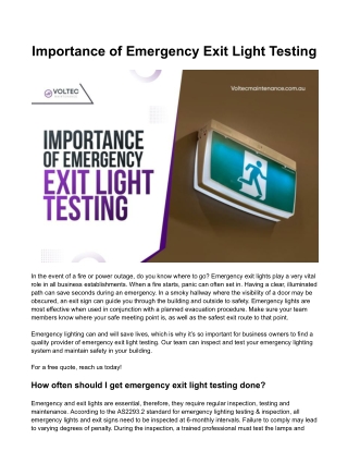 Importance Of Emergency Exit Light Testing