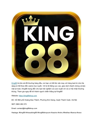 King88 - Cá cược uy tín, thắng khủng mỗi ngày