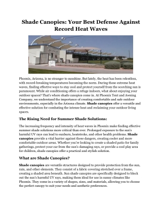 Shade Canopies Your Best Defense Against Record Heat Waves